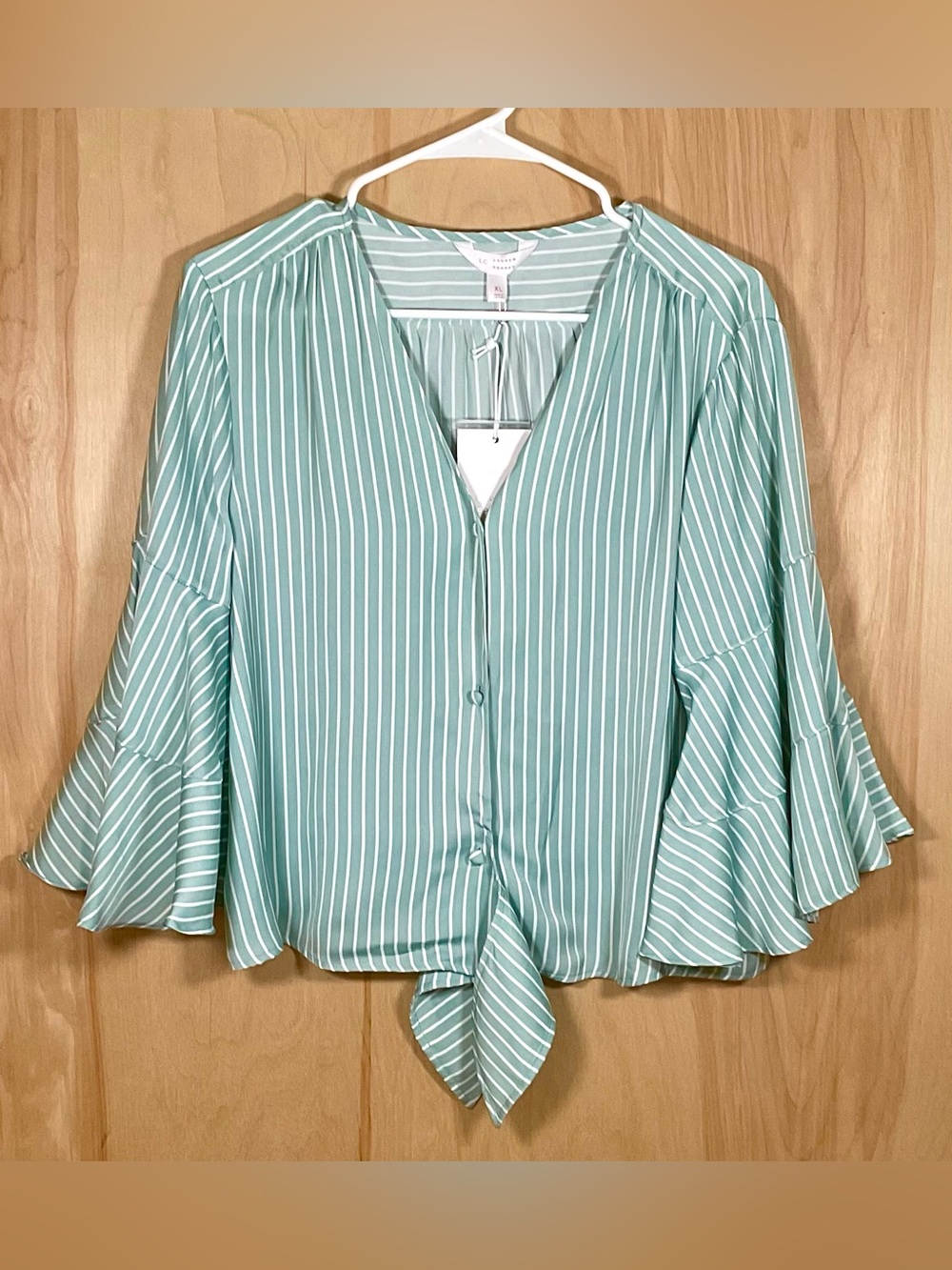 Lauren Conrad Mint Green White Pinstriped Blouse - NWT